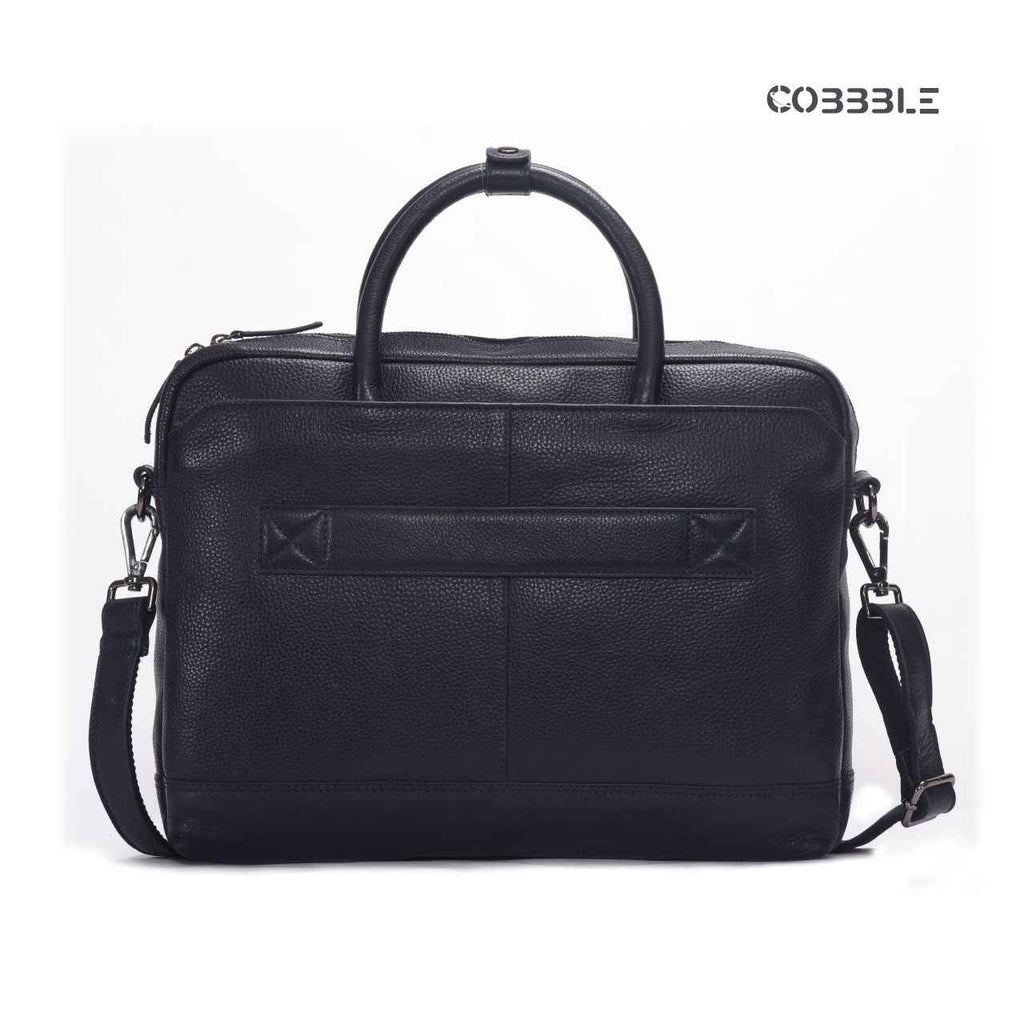 Luxury Laptop Bag - Cobbble Flat Grain Cambridge Laptop Briefcase - Black