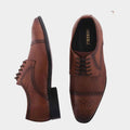 Luxury Shoes: Cobbble Men's Premium Engraved Brogue Leather Shoes - Tan