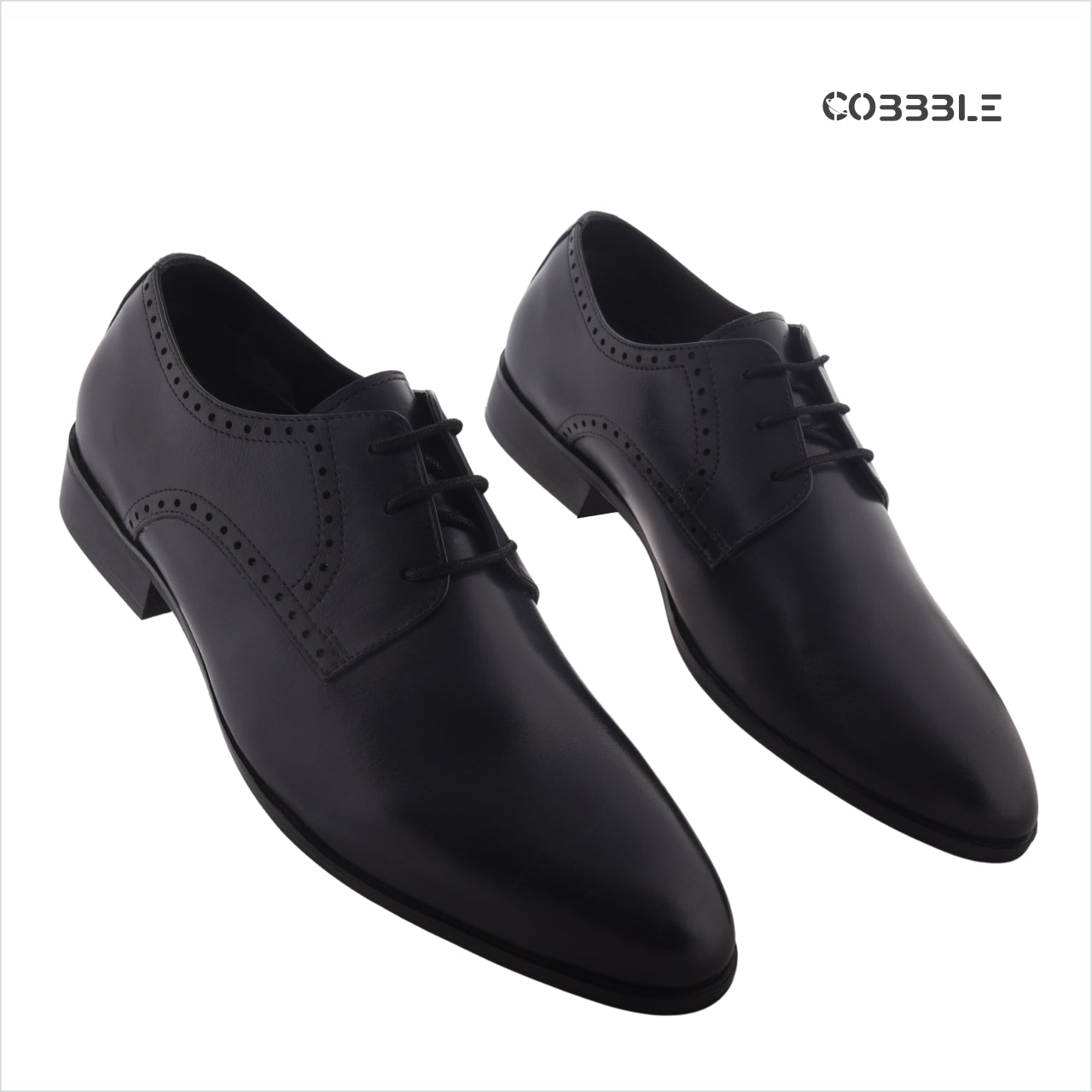 Cobble Men's Genuine Leather Classic Brogue Shoes - Black