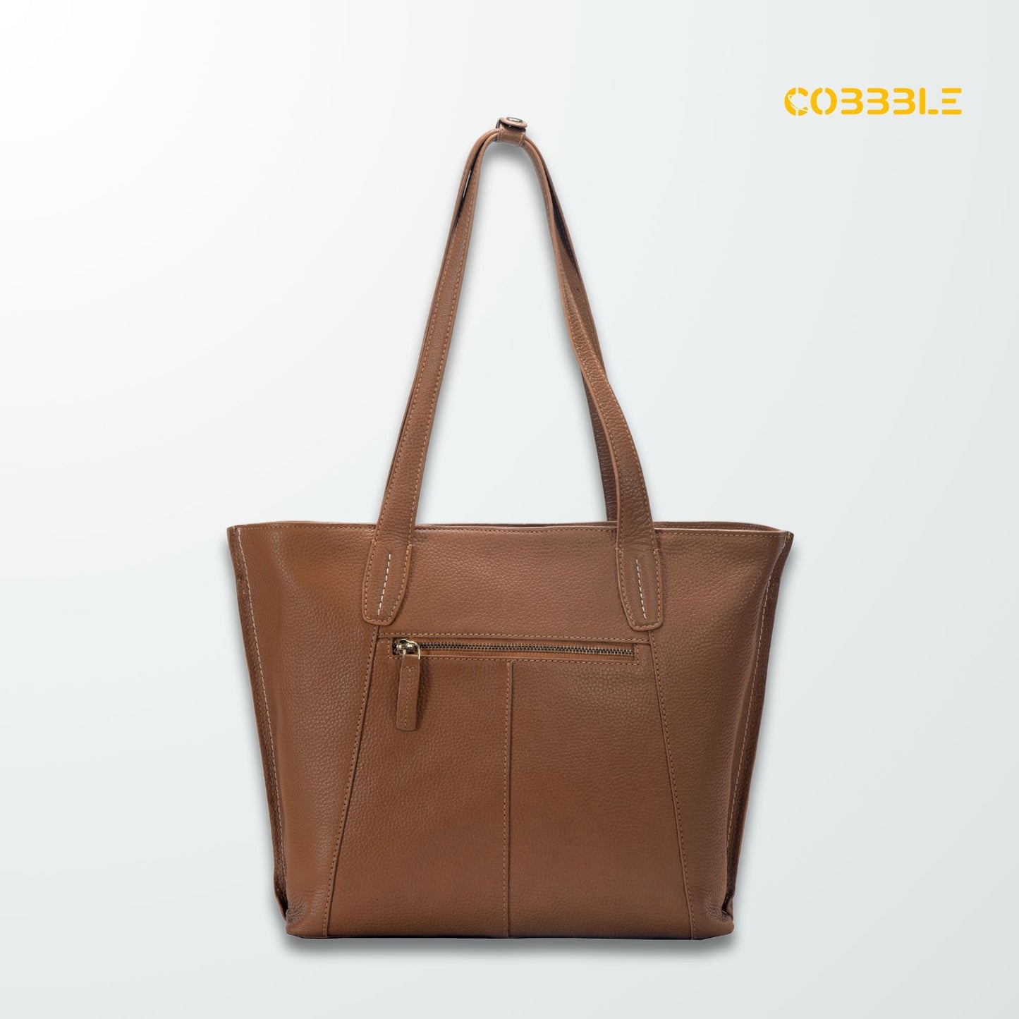 Cobbble Woman Metro Shoulder Bag - Tan, Multi-Pocket