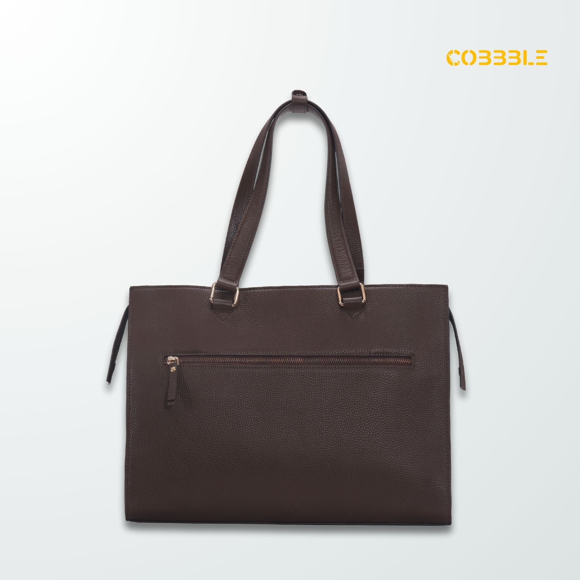 Cobbble Woman Shoulder Laptop Bag - Dark Brown, Multi-Pocket
