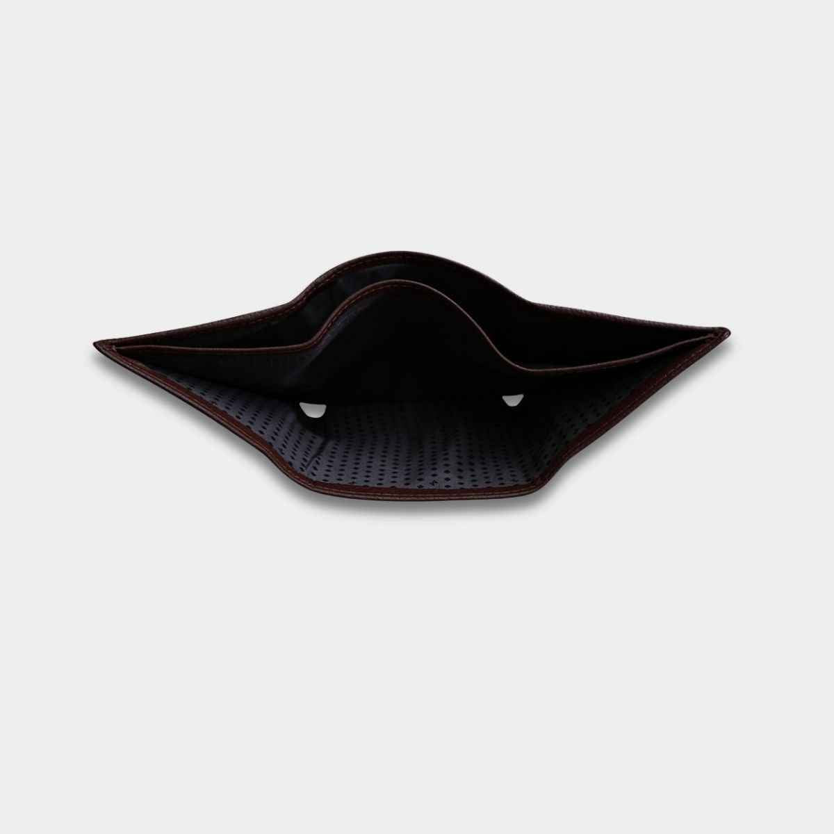 Cobbble Crest Leather Trifold Wallet - Brown