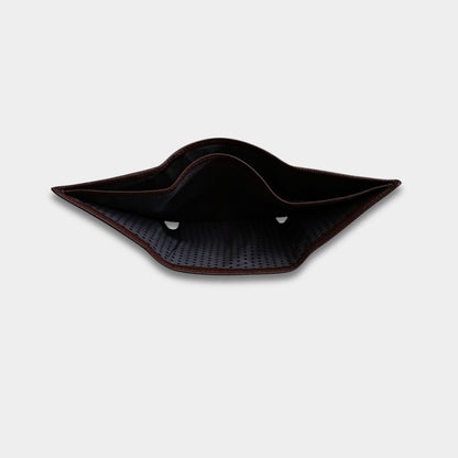 Cobbble Crest Leather Trifold Wallet - Brown