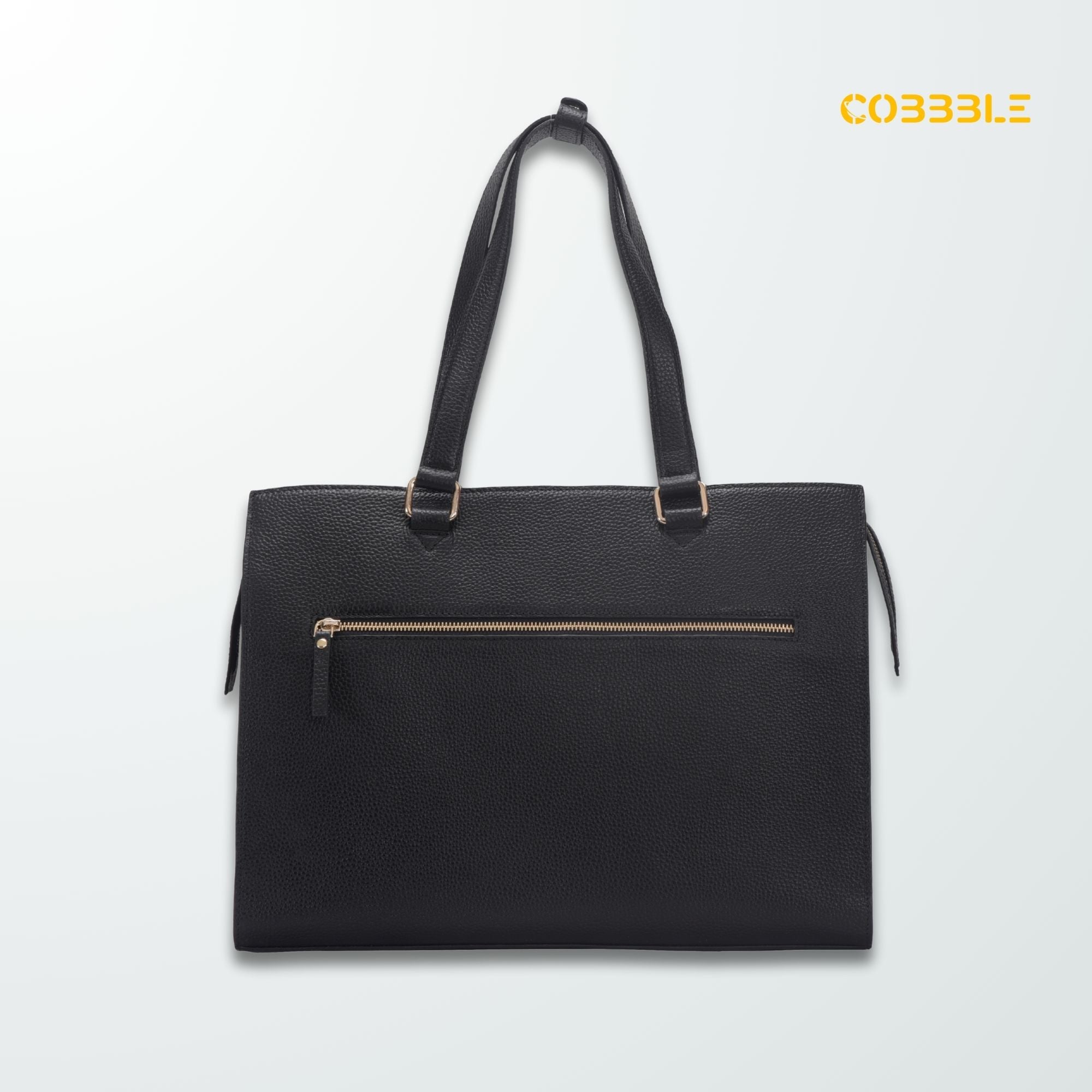 Cobbble Woman Shoulder Laptop Bag - Black, Multi-Pocket