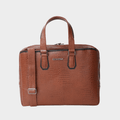 Cobbble Croco Executive Laptop Briefcase - Tan Leather