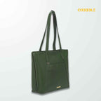 Luxury Shoulder Bag - Cobbble Woman Metro Shoulder Bag in Olive Green