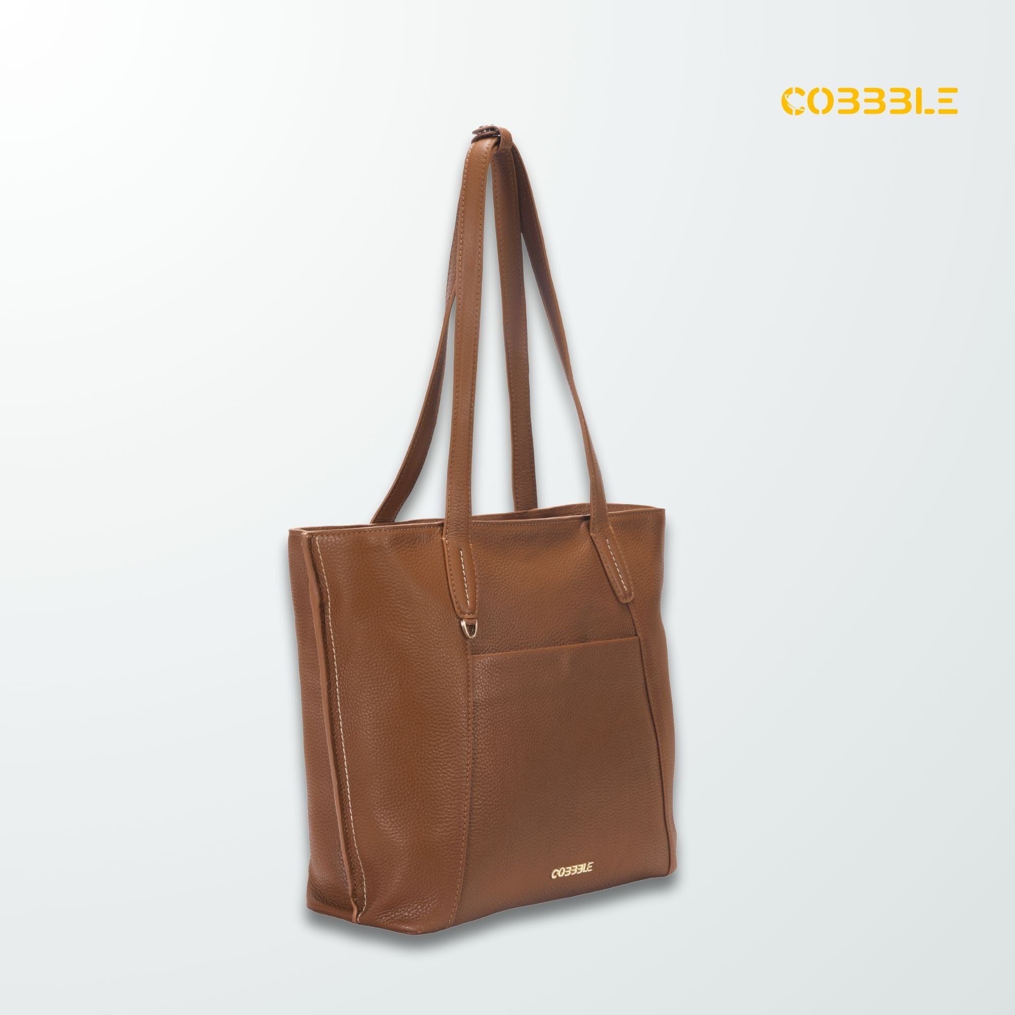Cobbble Woman Metro Shoulder Bag - Tan, Multi-Pocket
