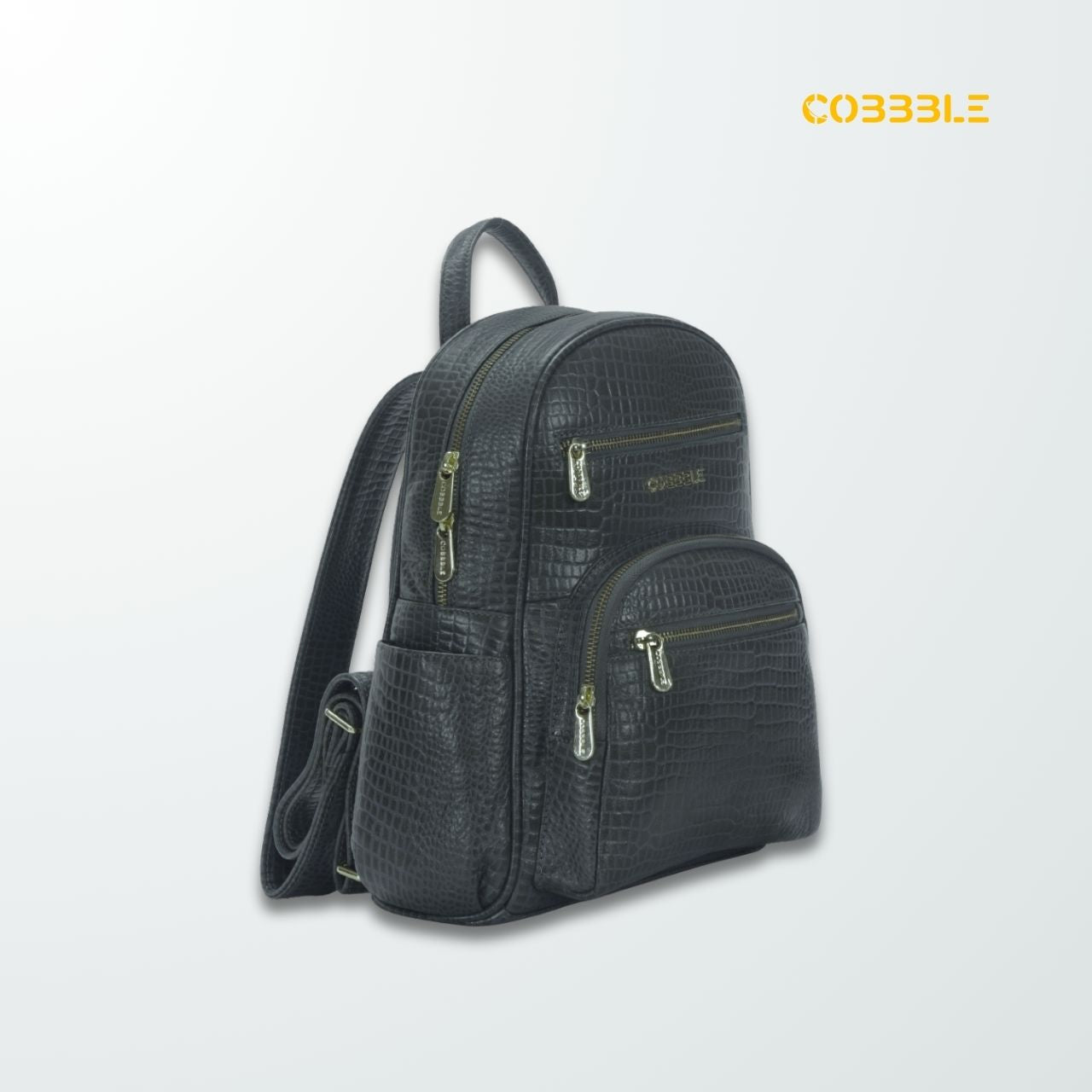 Cobbble Woman Croco Day Backpack - Grey, Multi-Pocket