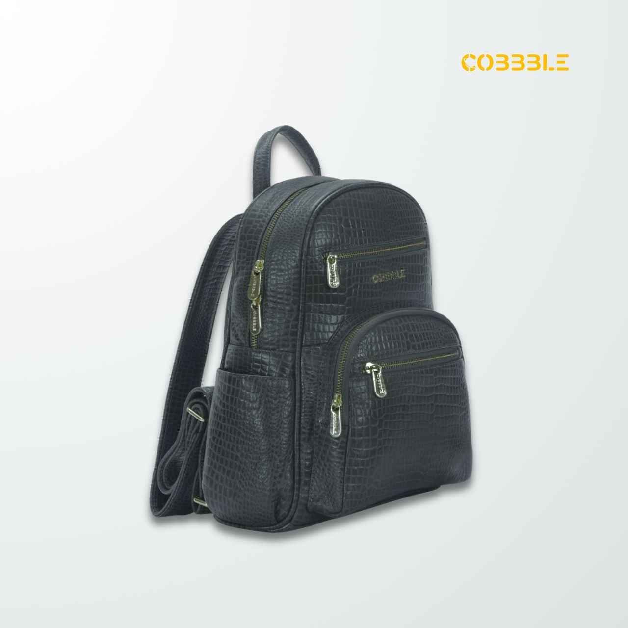 Cobbble Woman Croco Day Backpack - Grey, Multi-Pocket