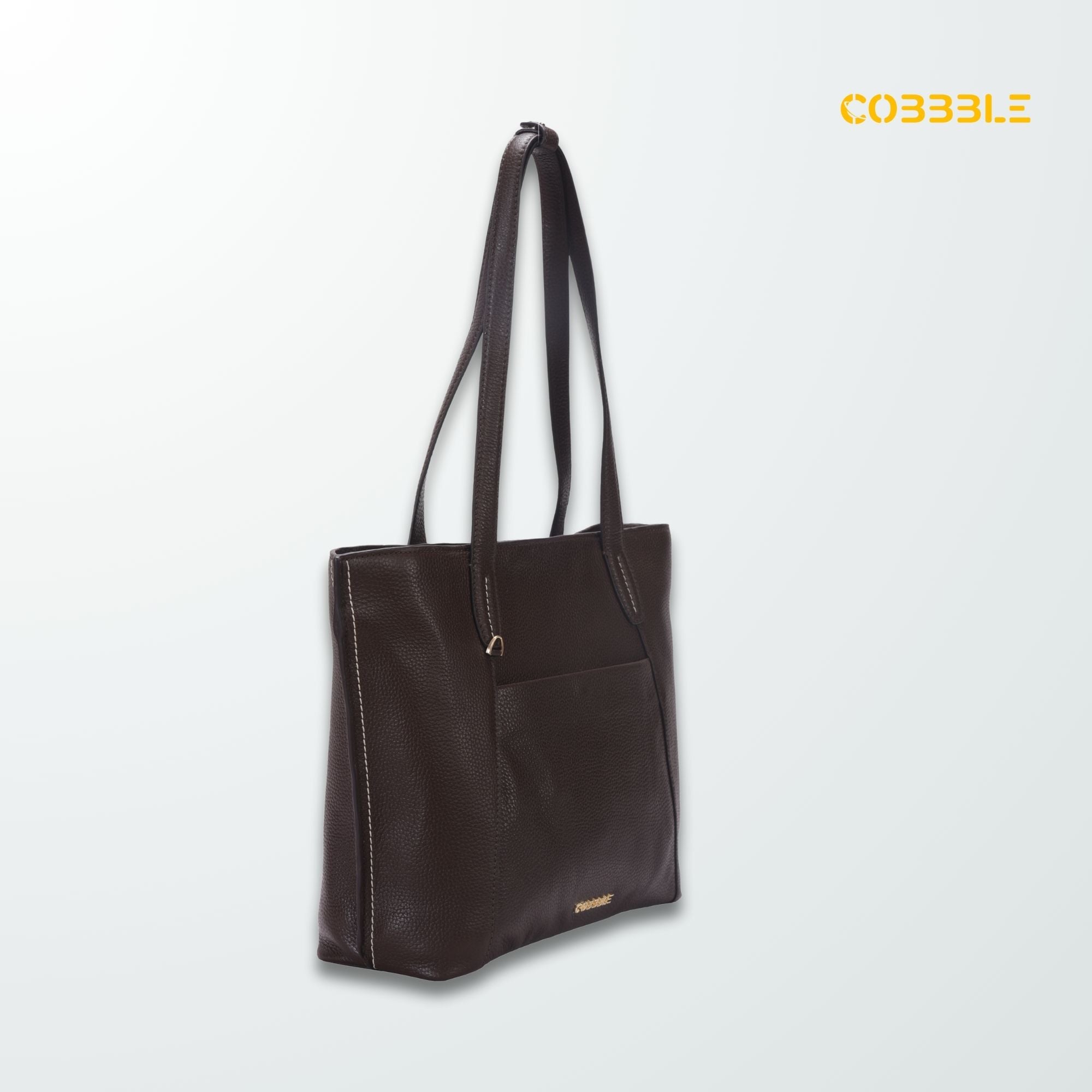 Cobbble Woman Metro Shoulder Bag - Dark Brown, Multi-Pocket