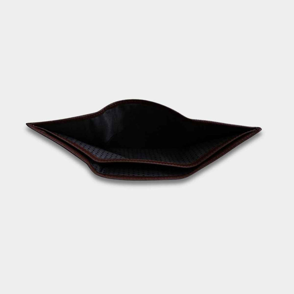 Cobbble Crest Leather Trifold Wallet - Brown