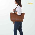 Leather Tote Bag for Women - Cobbble Classic Tote Bag - Tan