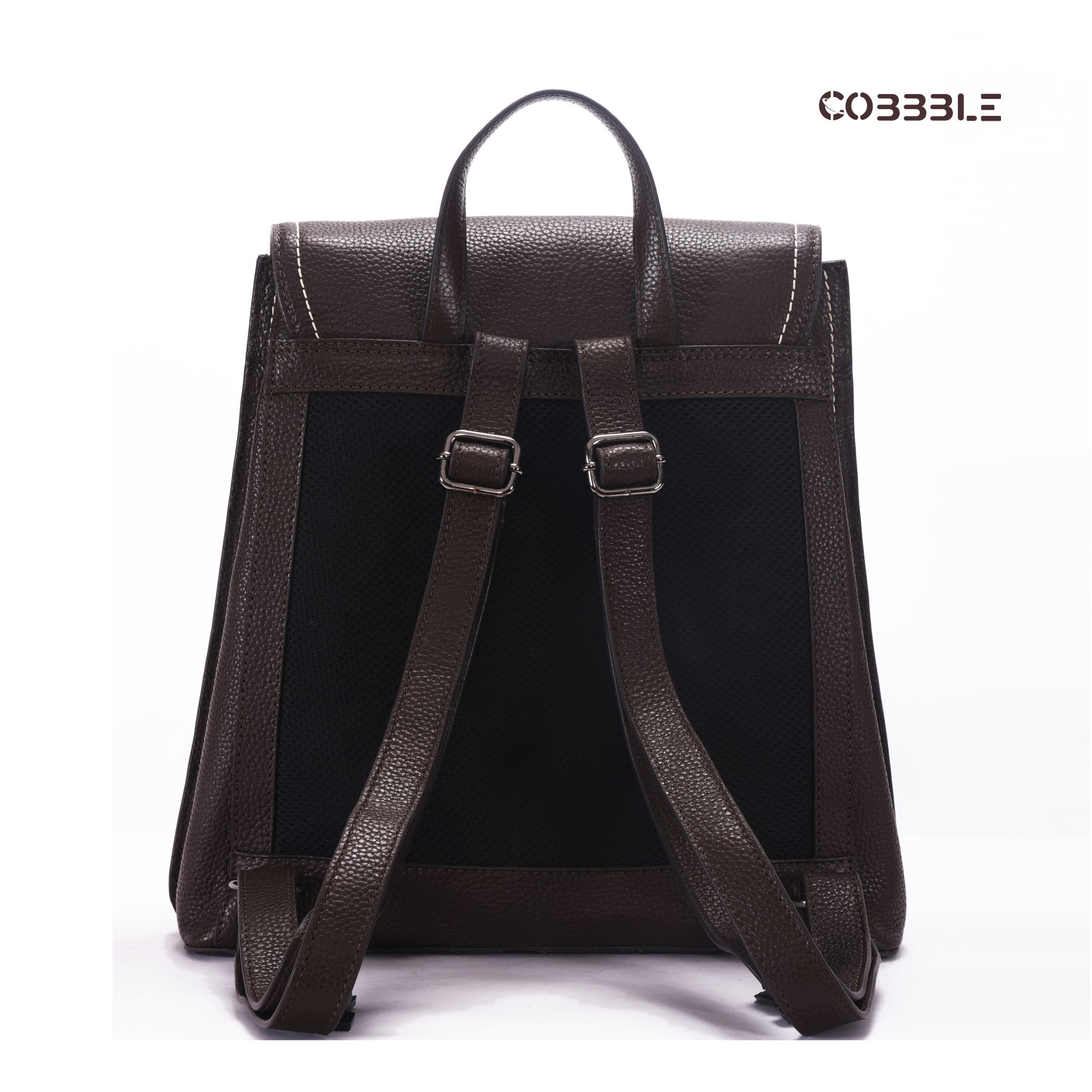 Cobbble Woman Mabel Flap Backpack – Dark Brown, Tab Sleeve