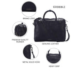 Luxury Laptop Bag - Cobbble Flat Grain Cambridge Laptop Briefcase - Black