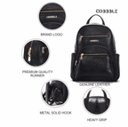 Luxury Backpack for Women - Cobbble Croco Day Backpack in Black