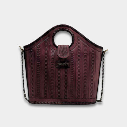 Cobbble Signature Tooled Tote - Plum