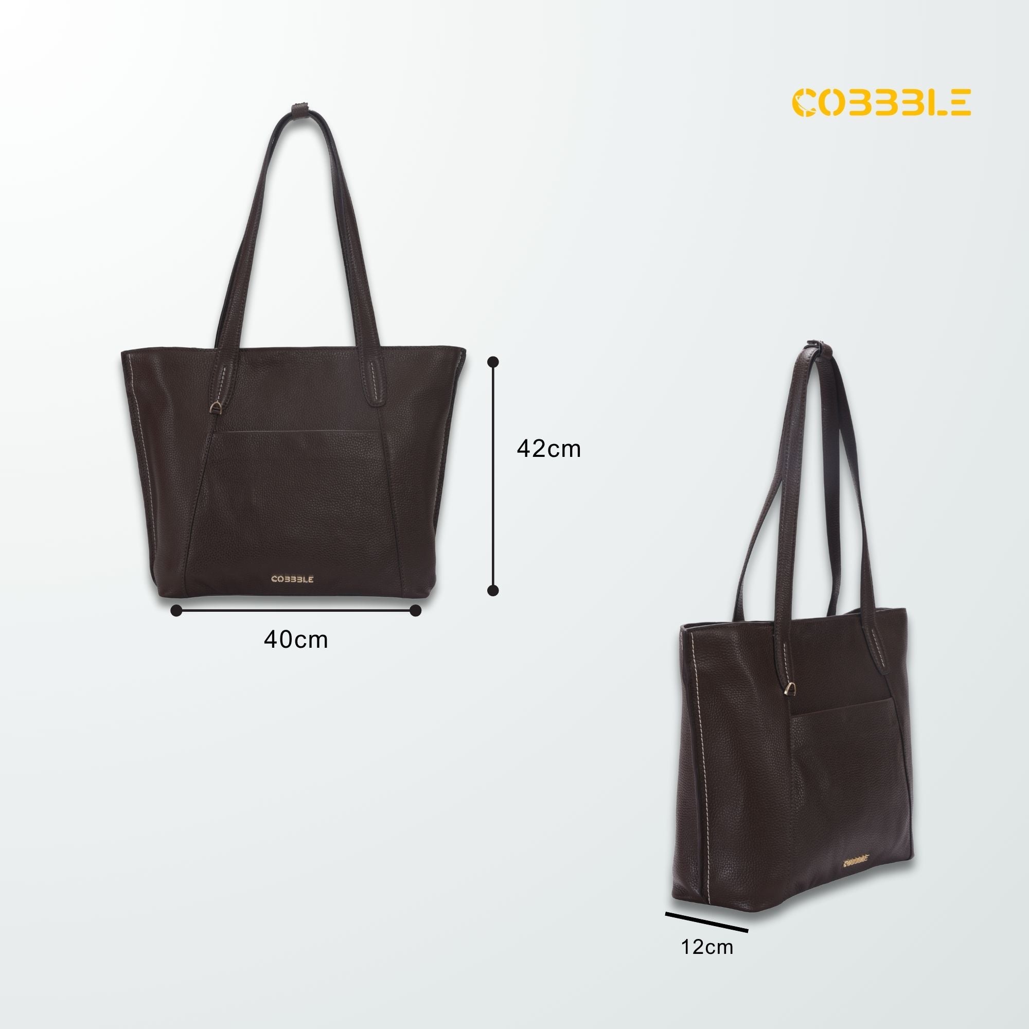 Cobbble Woman Metro Shoulder Bag - Dark Brown, Multi-Pocket