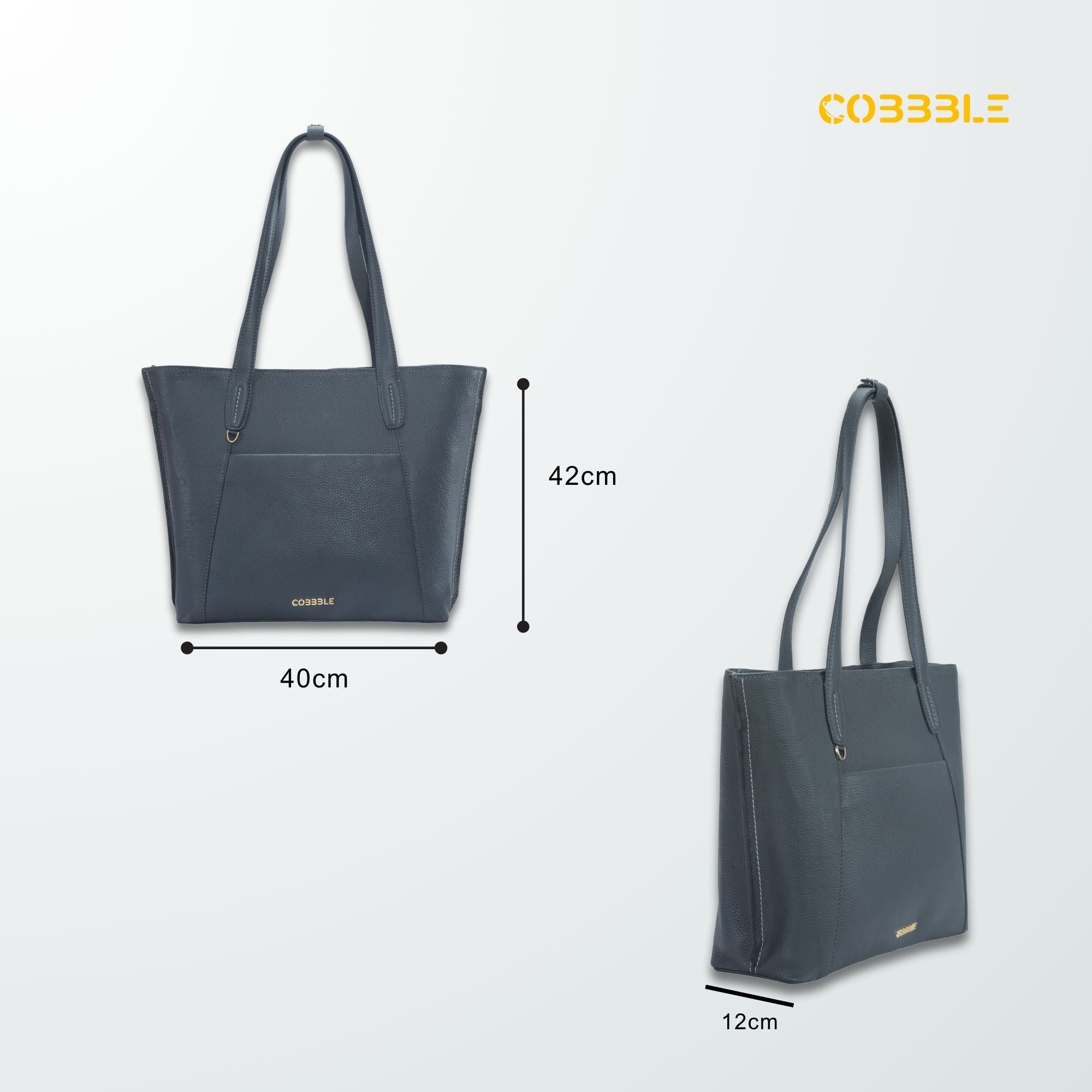 Cobbble Woman Metro Shoulder Bag - Grey, Multi-Pocket