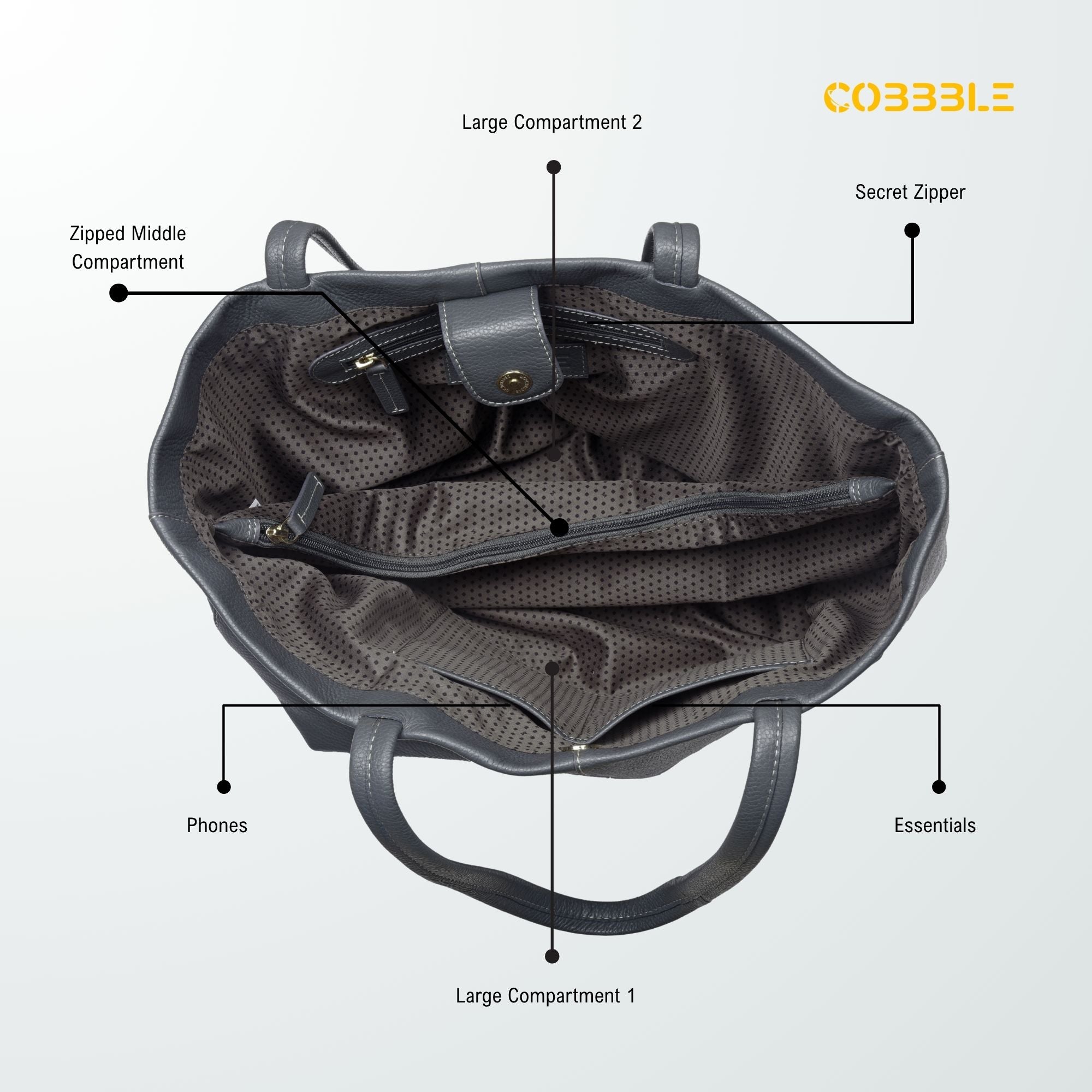 Cobbble Classic Tote Bag - Grey