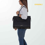 Women's Luxury Bags - Cobbble Woman Shoulder Laptop Bag - Black, Multi-Pocket
