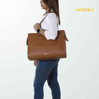 Womens Laptop Bags - Cobbble Woman Shoulder Laptop Bag in Tan