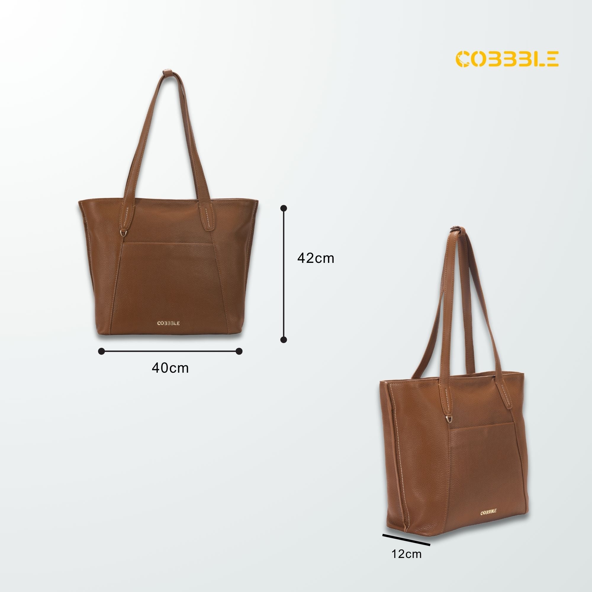Cobbble Woman Metro Shoulder Bag - Tan, Multi-Pocket