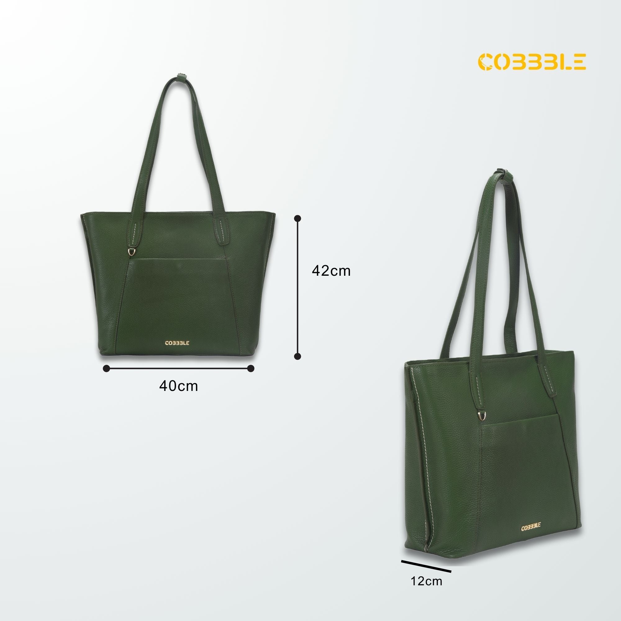 Cobbble Woman Metro Shoulder Bag - Olive Green , Multi-Pocket