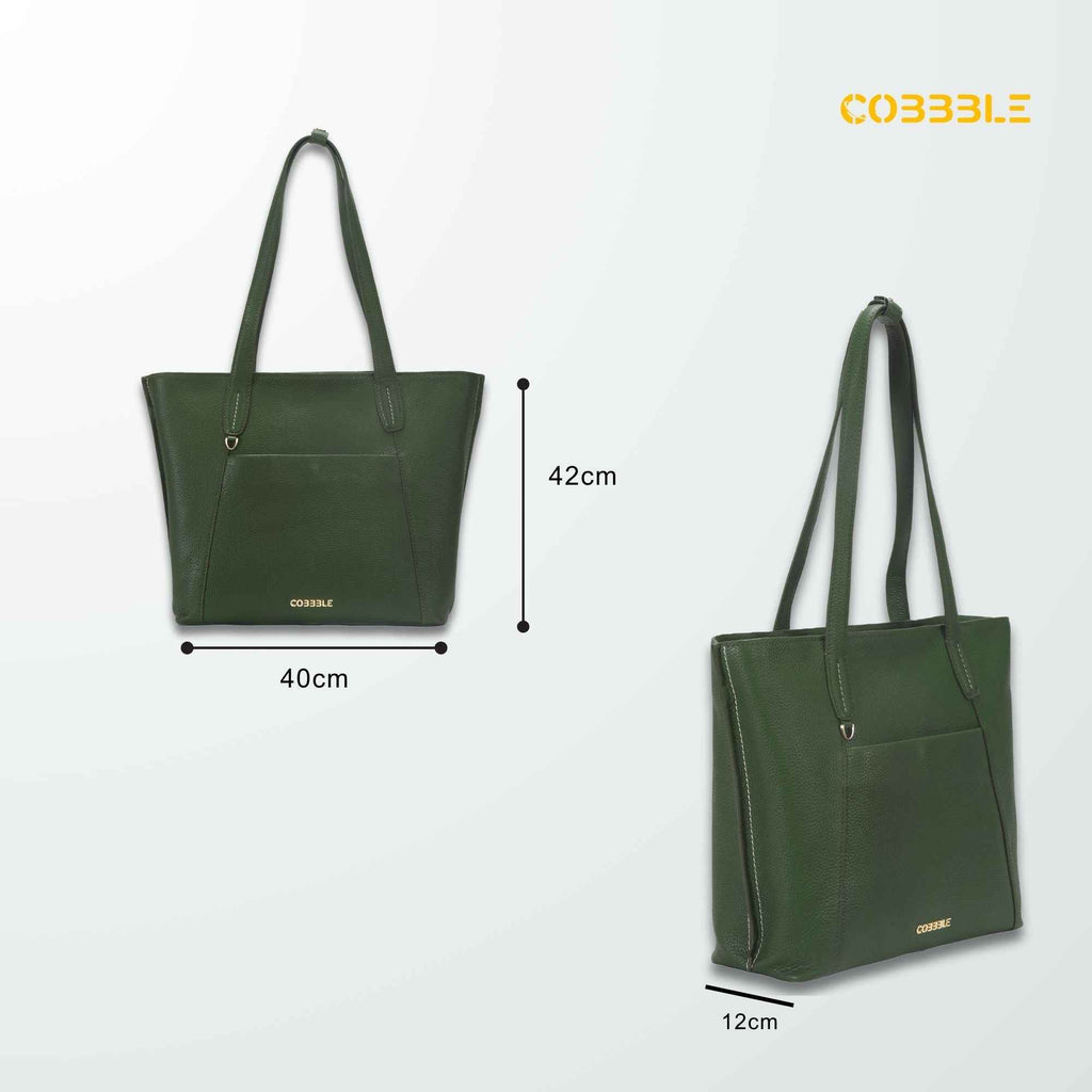 Luxury Shoulder Bag - Cobbble Woman Metro Shoulder Bag in Olive Green