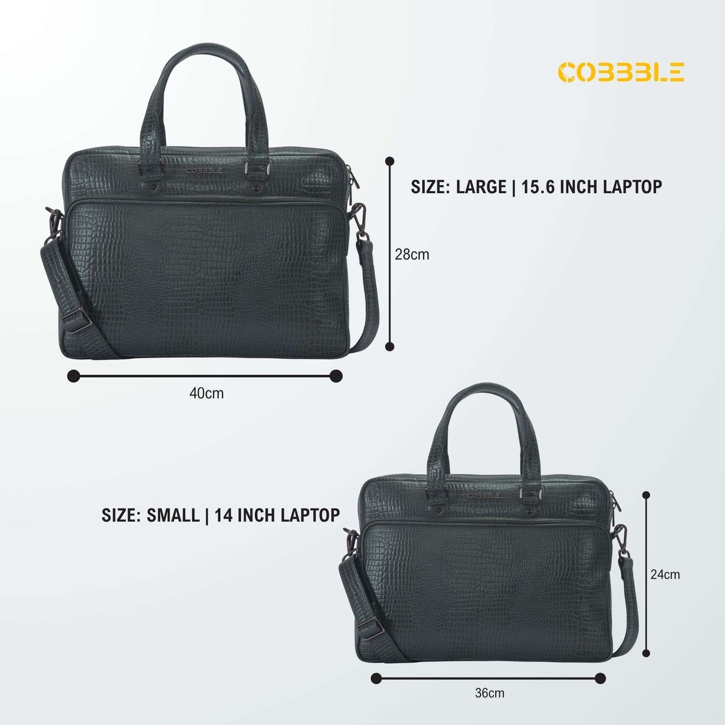 Cobbble Croco Classic Laptop Briefcase - Grey Colour