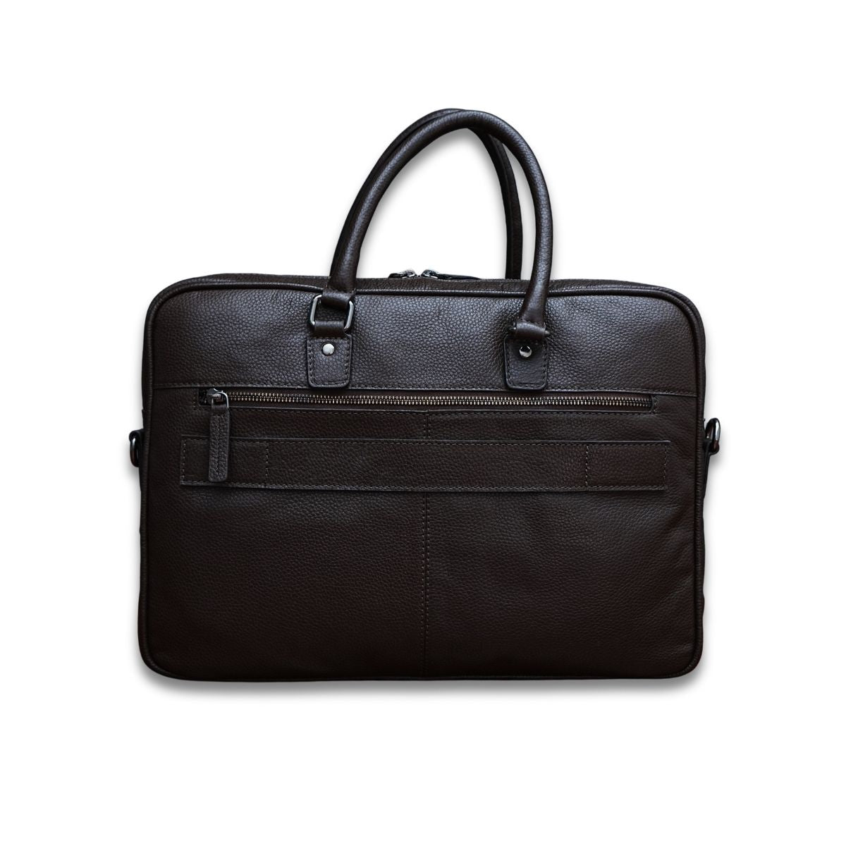 Cobbble Flat Grain Metro Laptop Briefcase - Brown