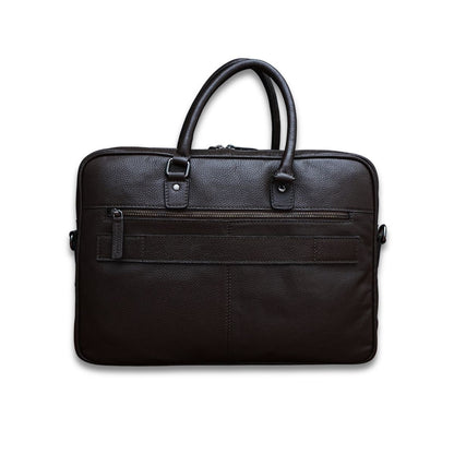 Cobbble Flat Grain Metro Laptop Briefcase - Brown