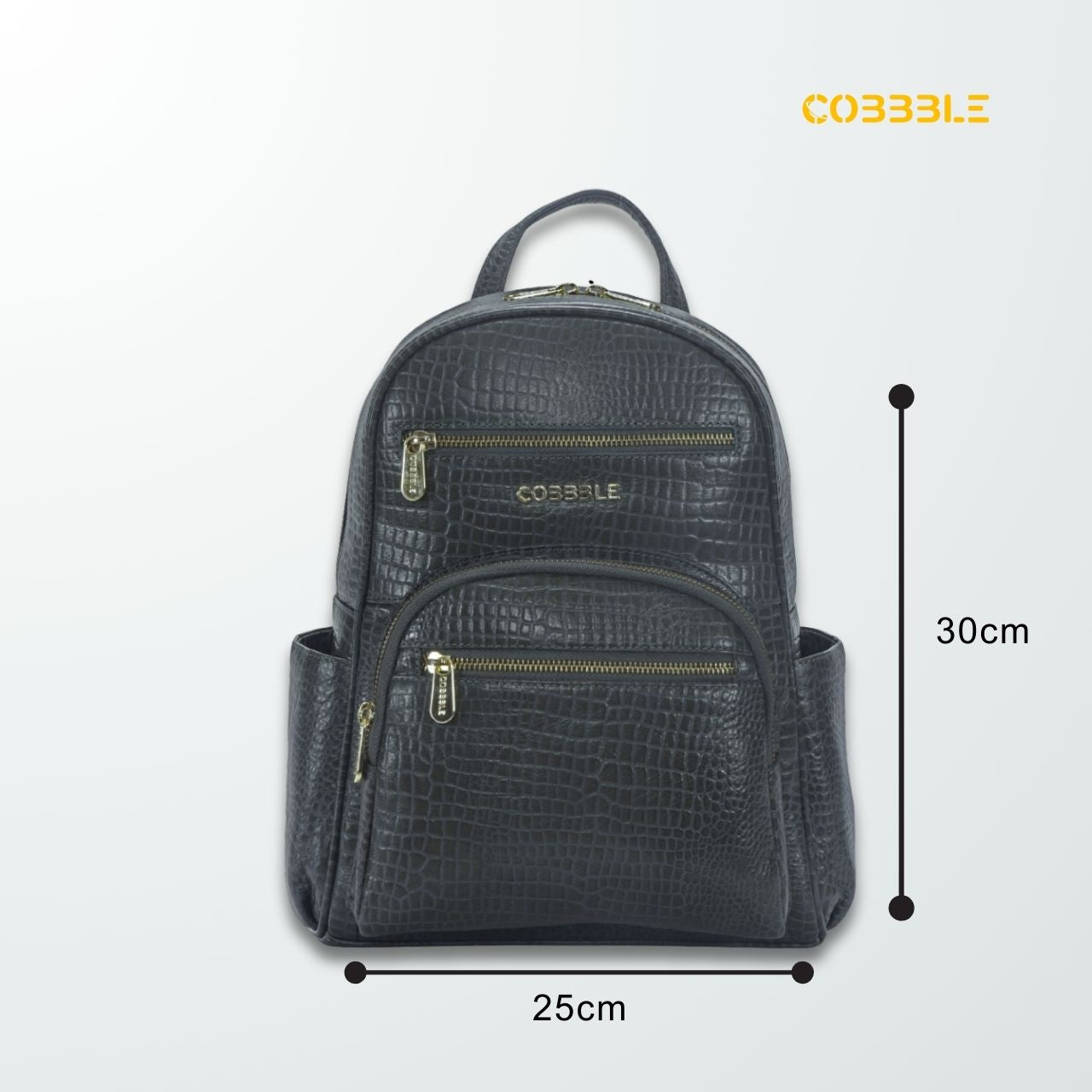 Cobbble Woman Croco Day Backpack - Grey, Multi-Pocket