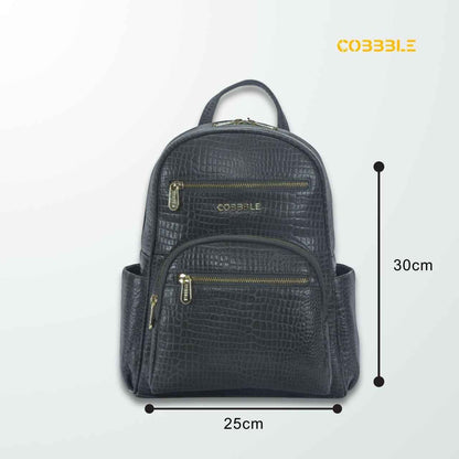 Cobbble Woman Croco Day Backpack - Grey, Multi-Pocket