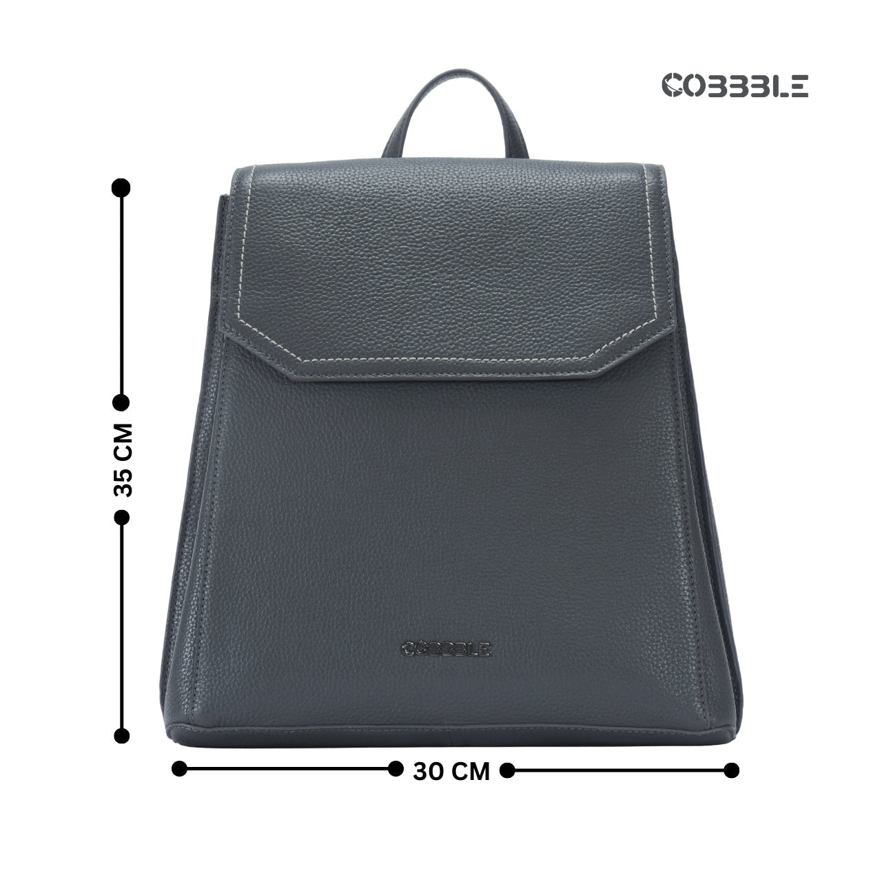 Cobbble Woman Mabel Flap Backpack – Gray, Tab Sleeve