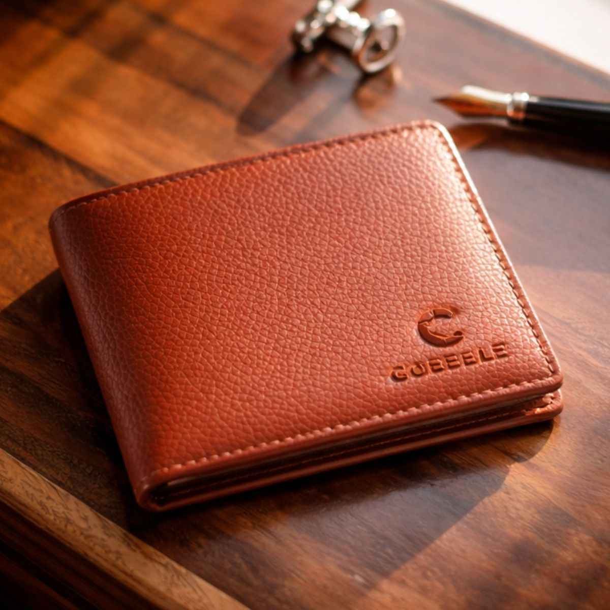 Cobbble Duo Leather Wallet - Tan