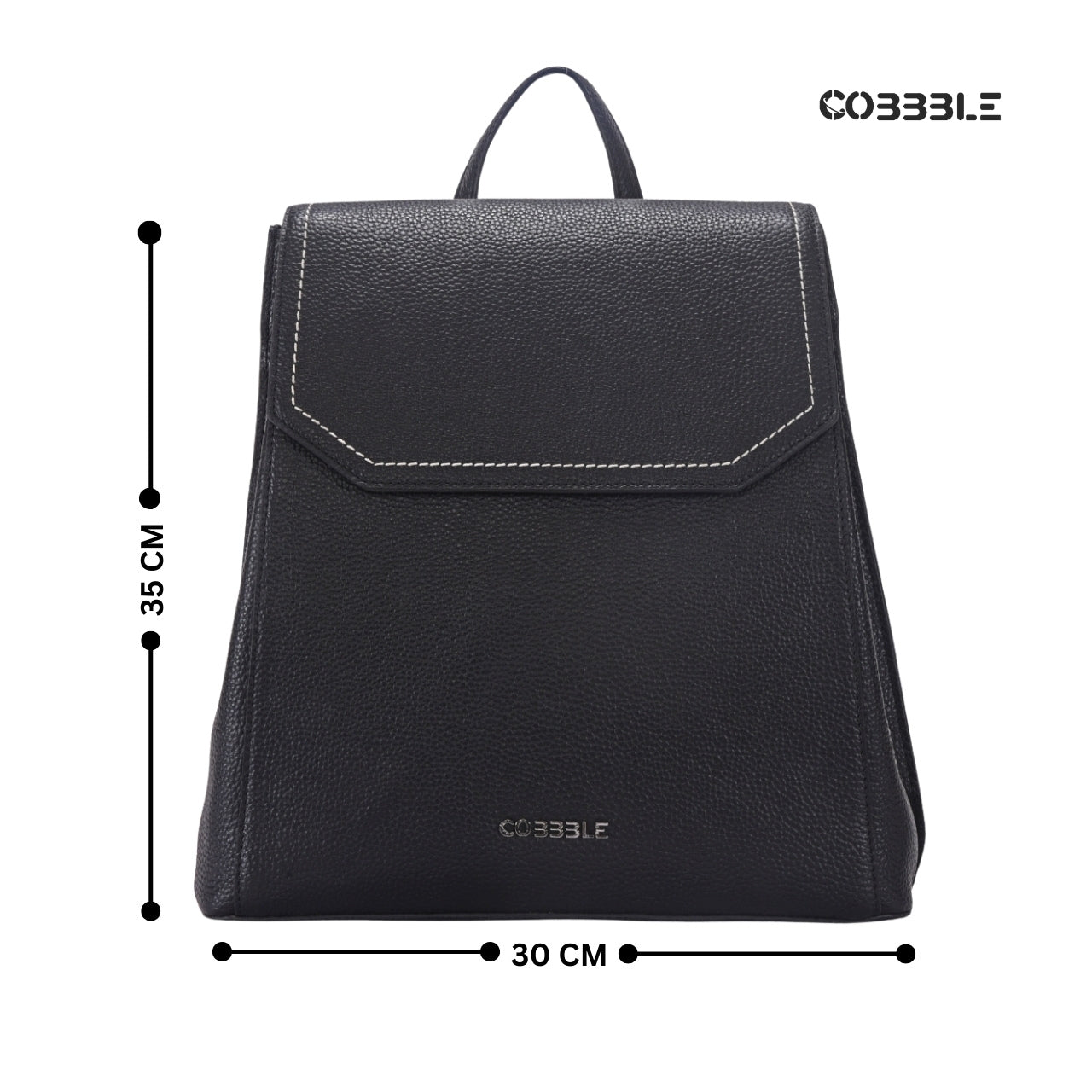 Cobbble Woman Mabel Flap Backpack – Black, Tab Sleeve