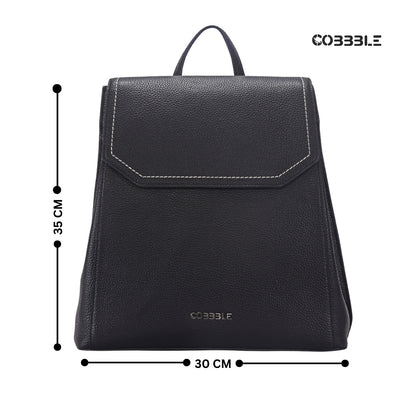 Cobbble Woman Mabel Flap Backpack – Black, Tab Sleeve