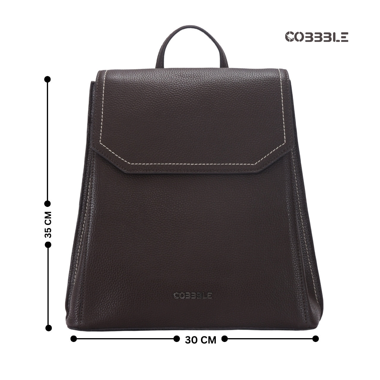 Cobbble Woman Mabel Flap Backpack – Dark Brown, Tab Sleeve