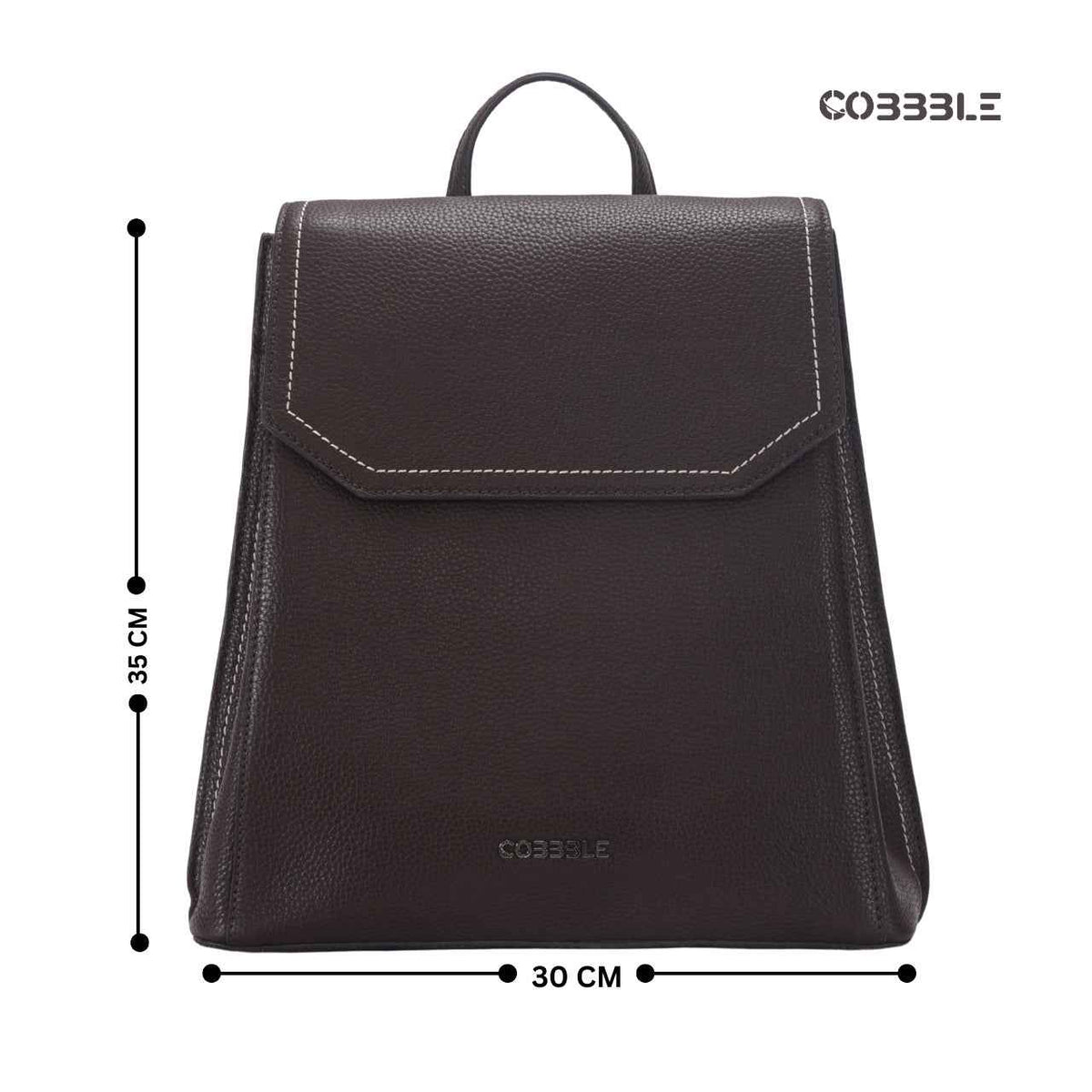 Leather Backpack for Women - Cobbble Mabel Flap Backpack in Dark Brown