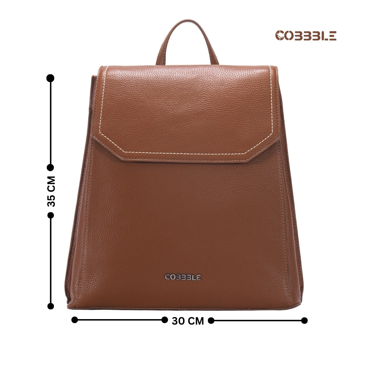 Cobbble Woman Mabel Flap Backpack – Tan, Tab Sleeve