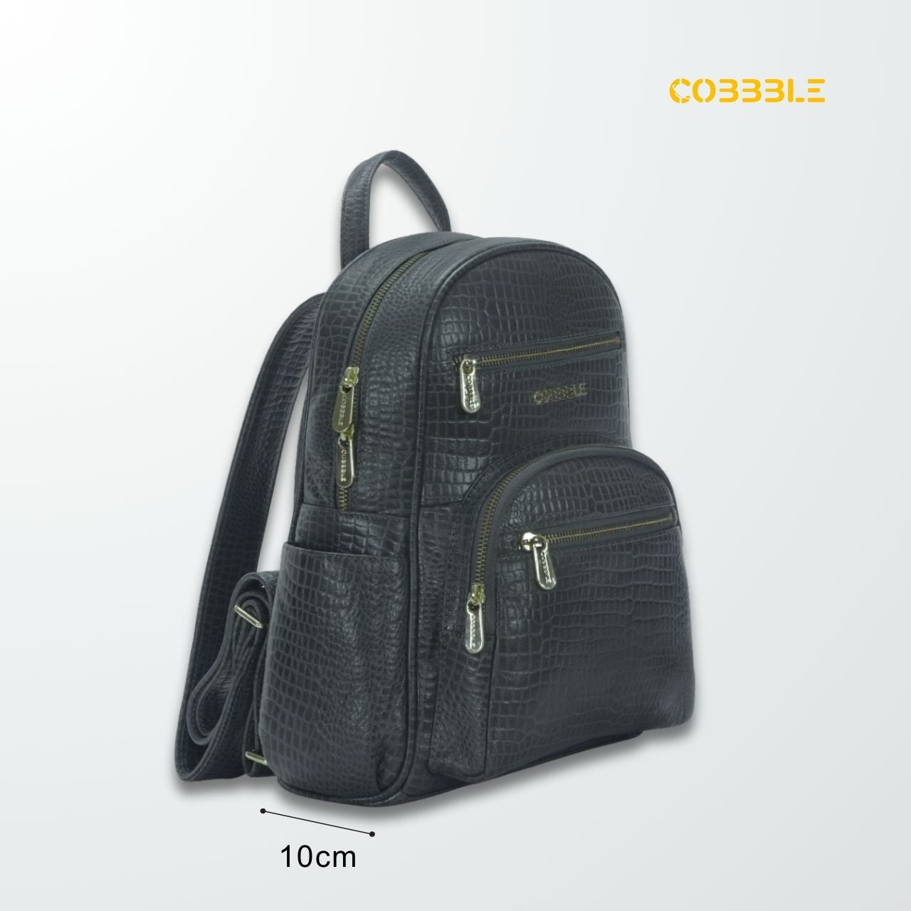 Cobbble Woman Croco Day Backpack - Grey, Multi-Pocket