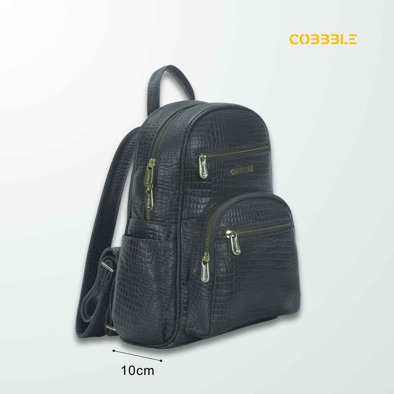 Cobbble Woman Croco Day Backpack - Grey, Multi-Pocket