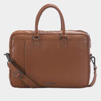 Luxury Laptop Bag - Cobbble Flat Grain Metro Laptop Briefcase - Tan