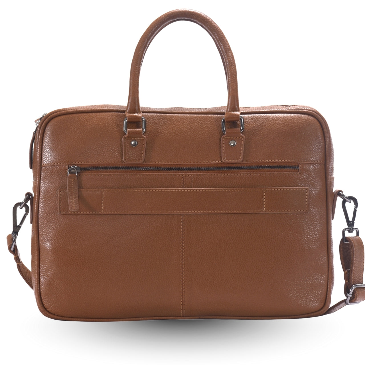 Cobbble Flat Grain Metro Laptop Briefcase - Tan