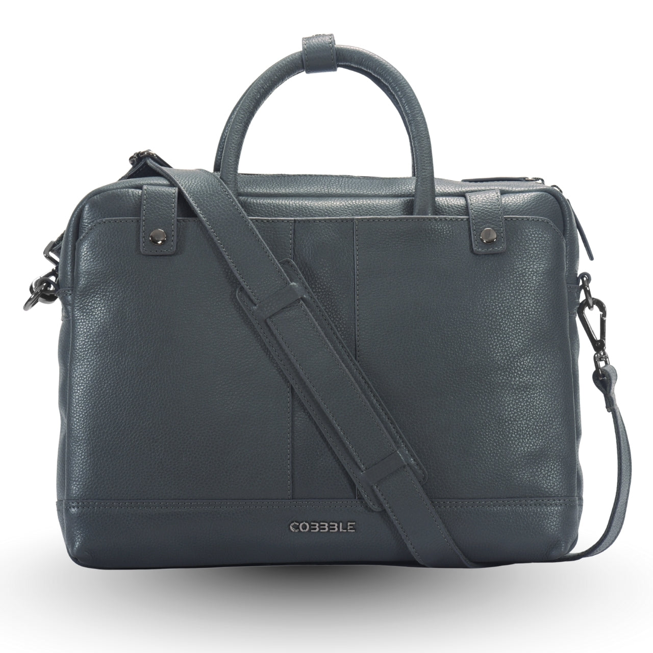 Cobbble Flat Grain Cambridge Laptop Briefcase - Grey