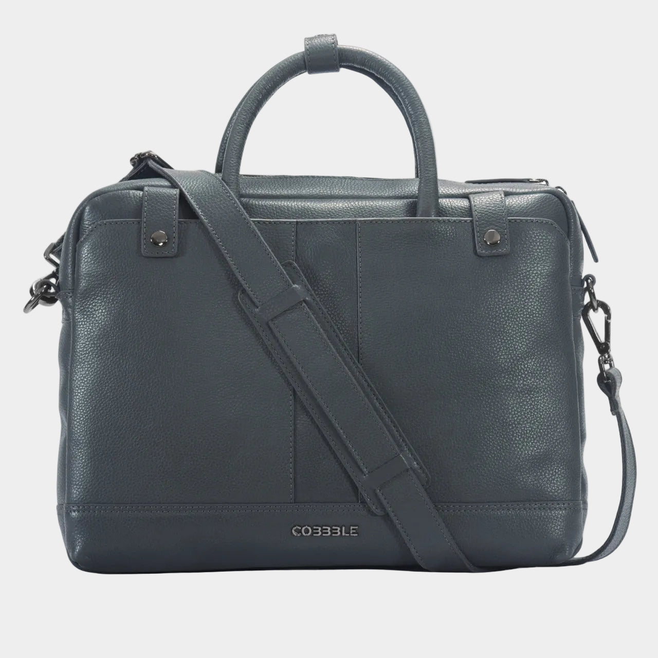 Cobbble Flat Grain Cambridge Laptop Briefcase - Grey