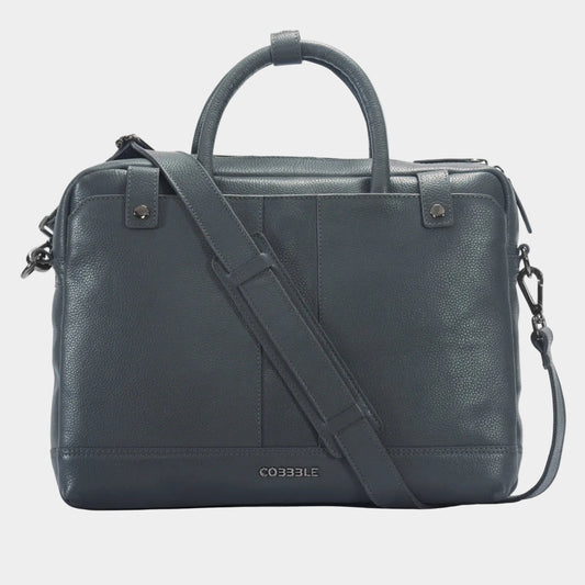 Cobbble Flat Grain Cambridge Laptop Briefcase - Grey