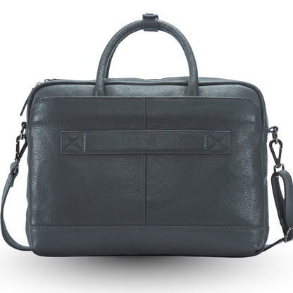 Cobbble Flat Grain Cambridge Laptop Briefcase - Grey