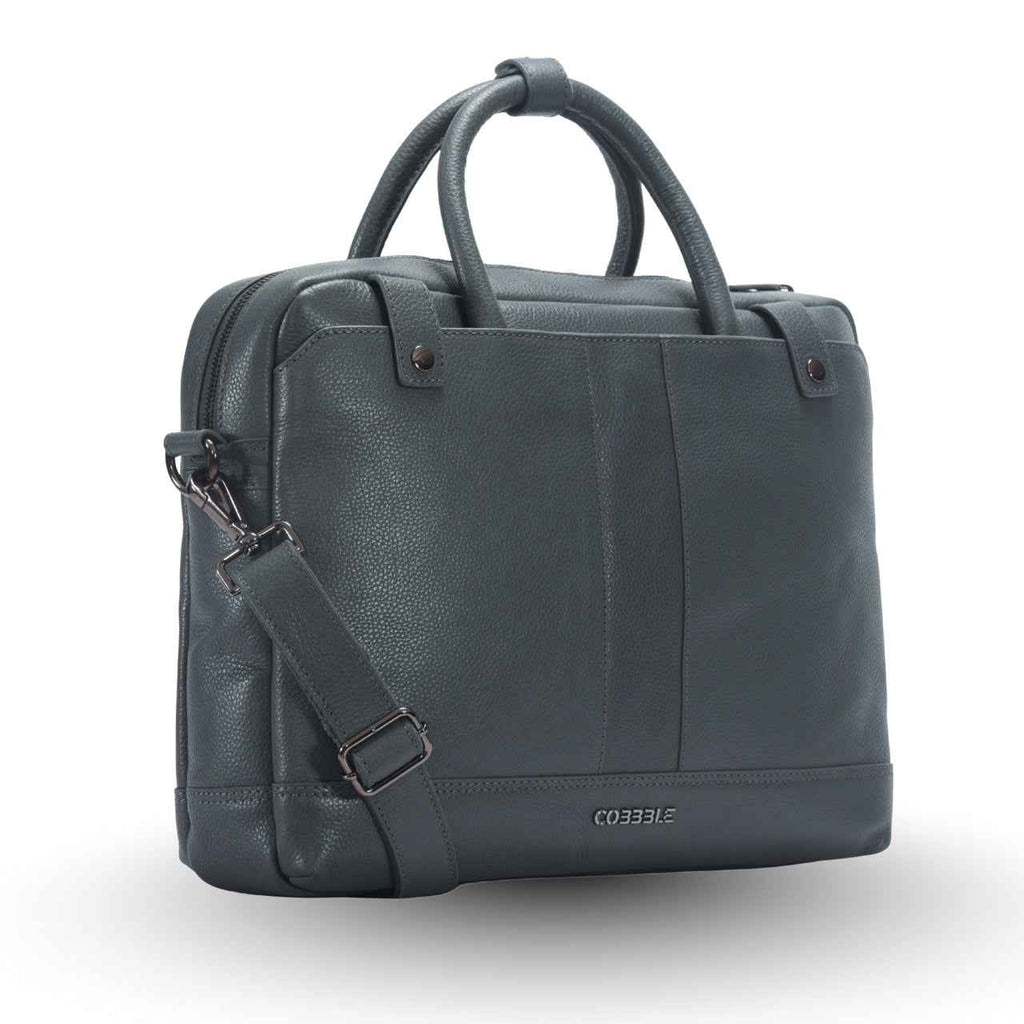Luxury Laptop Bag - Cobbble Flat Grain Cambridge Laptop Briefcase - Grey
