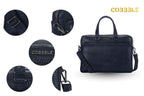 Luxury Laptop Bag - Cobbble Croco Classic Laptop Briefcase in Navy Blue